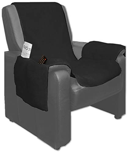 Bestlivings Sesselschoner 147x147cm Überwurf Lammflor Polsterschutz, Auswahl: Farbe - schwarz - Jet Black