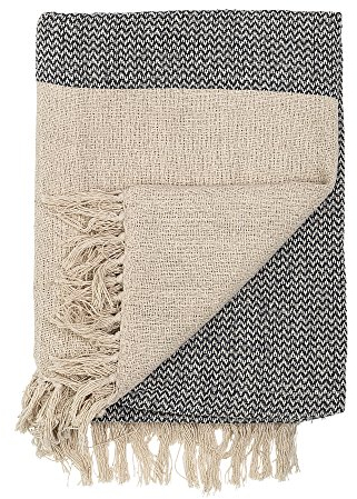 Bloomingville Hochwertige Tagesdecke 160 x 130 cm – Vielseitige Kuscheldecke aus recycelter Baumwolle, ideal als Sofadecke oder für Bett und Garten, kuschelig weich und pflegeleicht (Grau-Beige)