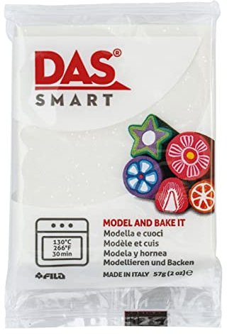 DAS Smart Oven Bake Modelling 57g Clay, White Glitter, For Professionals and Hobbyists
