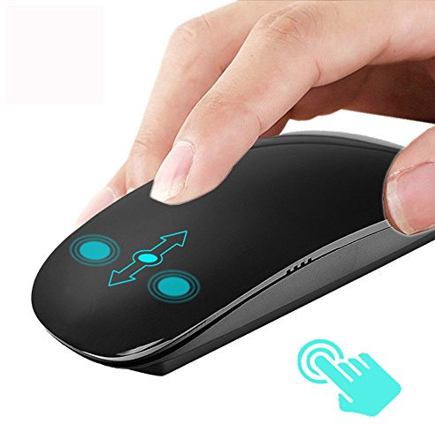 UrChoiceLtd ProMe TM-823 Souris sans Fil Tactile 2,4 GHz 3 Boutons 1200 DPI Souris Optique Ultra-Fine à économie d'énergie pour Ordinateur Portable Macbook (Noir)