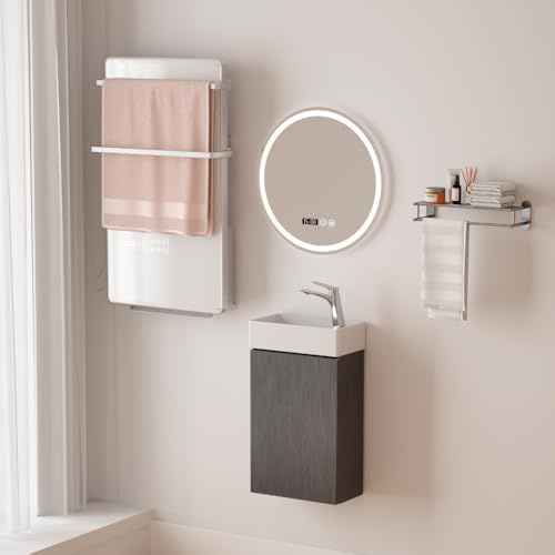 Durovin Bathrooms 400mm Wall Mounted Storage Cabinet Vanity Unit Include Basin for Cloakroom Bathroom- Soft Close Door - 710mm × 220mm(H×D) - Black