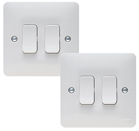 Hager 10AX 2 Gang 2 Way Wall Switch - Sollysta Range (2 Pack)