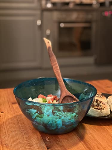 Maison Zoe Glasschale aus Recycling-Glas Mira - türkis - Durchmesser ≈ 19cm Höhe ≈ 10cm - 100% Handmade - Glasschüssel rund - Salatschüssel - Dekoschale - Schale aus Glas für Obst Salat