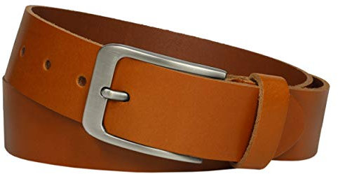 Vascavi ® Ledergürtel aus Rindleder, 3,5 cm breit und ca. 0,3 cm stark, echt Leder Gürtel, Made in Germany, kürzbar, für Damen und Herren #3,5-0001 (105 cm Gesamtlänge 120 cm, Cognac)