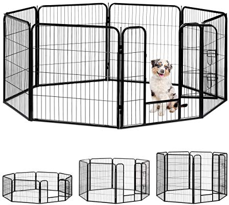 Relaxdays Jaula Perro, Cachorro y Animales Pequeños para Interior y Exterior, Acero, Negro, 80 x 78 x 235 cm, large