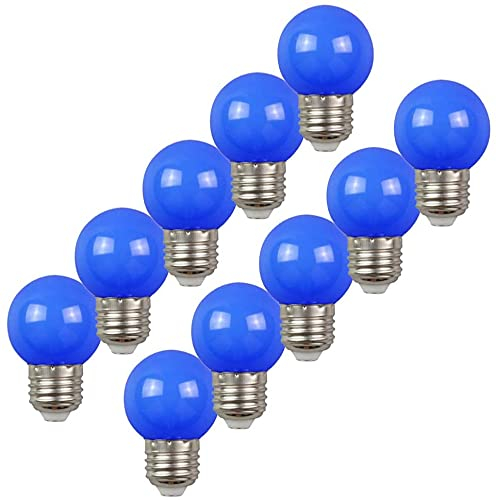 Aiwerttes LED 2W E27 G45 Glühbirne für Partybeleuchtung, Outdoor Patio Party Weihnachten, LED Farbige GolfBall Glühbirne - Blau, 10er Pack