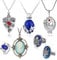 HJYZY 7 Stück Vampire Dia.s Schmuck Daywalking Katherine Sapphire Elena Gilbert Eröffnung Eisenkraut Medaillon Charm Anhänger Bonnie Halskette Salvatore Damon Stefan Finger Family Crest Ring