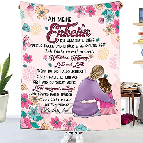 ACCZ kuscheldecke Personalisierte, Nachricht Briefe Decke,An Meinen Enkelin Decke,Decke für Unsere Enkelin mit Unterschrift von Oma und Opa,Geburtstag für Sofa Schlafzimmer Wohnen