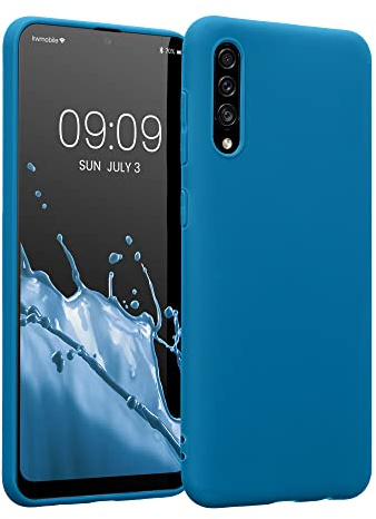 kwmobile Hülle für Samsung Galaxy A30s TPU Case - Handyhülle unterstützt kabelloses Laden, Flexible Schutzhülle, gummiertes Cover in Karibikblau