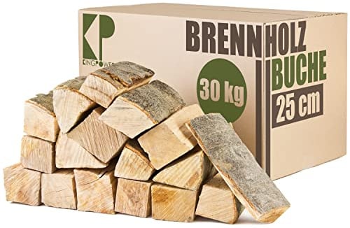 Reine Buche Brennholz 25cm und 33cm Kaminholz 30kg für Kaminofen Lagerfeuer Feuerschale Ofen Grill Buchenholz kammergetrocknet ofenfertig Holzscheite Kingpower