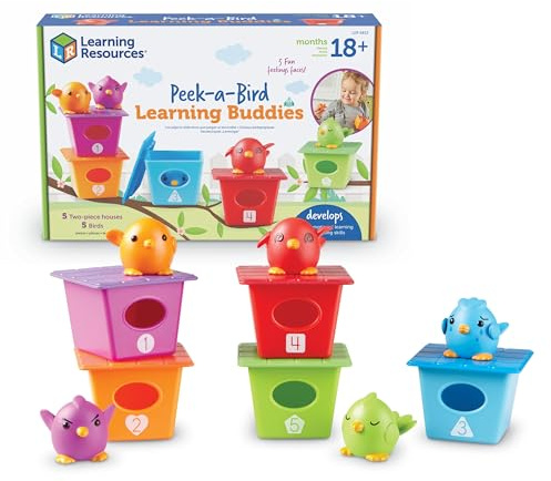 Learning Resources Peek-a-Bird Lernfreunde, Kleinkinder-Aktivitäten, Lernspielzeugset, Farbenlernspielzeug, 15 Teile, ab 18 Monaten