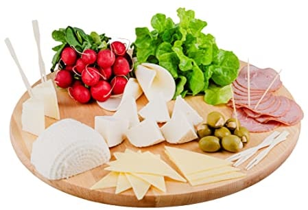 Go Practic Drehteller Drehbares Pizzabrett Aus Buchenholz Servierplatte Käseplatte Rund 30 cm
