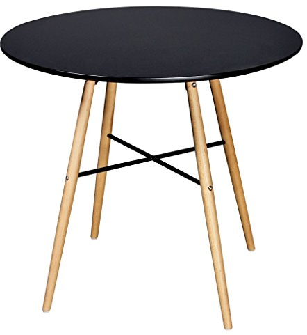 Mogou Esstisch, Esszimmertisch, Baumkantentisch, Dining Tables, Esszimmermöbel, Küchentisch, MDF Rund Schwarz