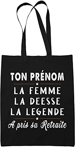 Tote Bag Femme retraite | Sac coton cabas réutilisable prénom nom métier personnalisé | Idée cadeau customisable départ retraite collègue