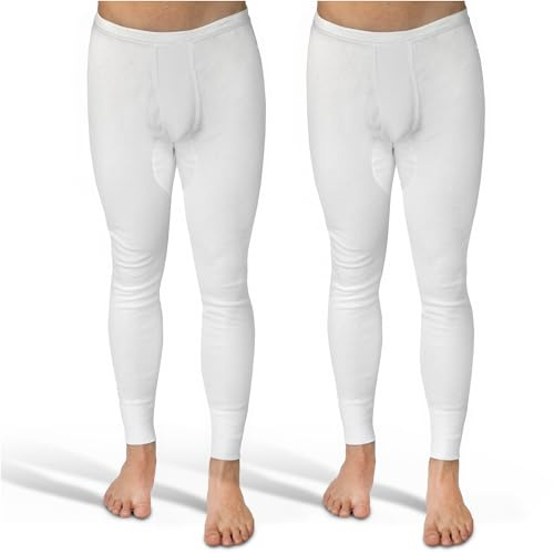 SES Lange Unterhose Herren Feinripp 2er Pack XXL aus Baumwolle Weiß