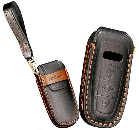 KUNIO Coque de Protection clé de Voiture Compatible avec Audi A8 A8L A3 Sportback (S Line) A6 A7 Q8 E-Tron Q7 RS3 RS6 RS7 S3 S6 SQ7 SQ8 A6L en Cuir Étui de clé A Noir