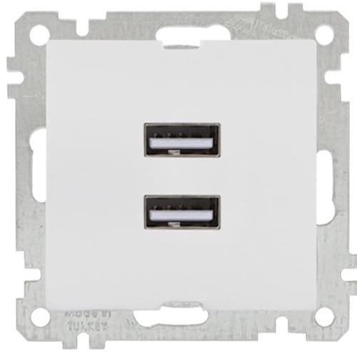 Mutlusan Candela 2 fach USB Steckdose mit Ladefunktion/Ladesteckdose · Einbau/Unterputz/Wandeinbau/UP · Weiß