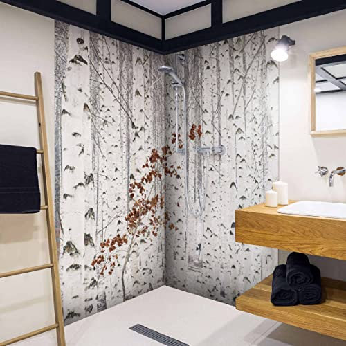 Bilderwelten Eck-Duschrückwand Folie 2x 200x90 cm Birken im Herbst Bad-Rückwand Motiv fugenlose Wandverkleidung Dusche