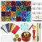 MICTER Siegelwachs Set, 24 Farben Wachssiegel Stempel Set mit 600 Stück Siegelwachs Perlen, Siegelwachswärmer, Siegellack Stempel, Schmelzlöffel und Teelichte, für Geschenk, Dekoration und DIY