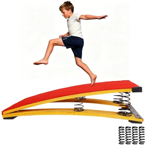 4 Federn, Gymnastik-Springbrett für Kinder, Gewölbung, Fitness, Spielen, tragbares gebogenes Federbrett, Hartholz-Übungsgerät, elastisches Brett für Zuhause, Zimmer, Leichtathletik-Training