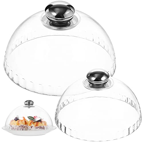 Alipis Plastic Cake Stand, Transparent Cake Cover Cake Stand with Dome Lid, Decorative Cake Dome Cake Display Stand for Kitchen Dessert Pie Cheese Birthday Party, 2 PCS
