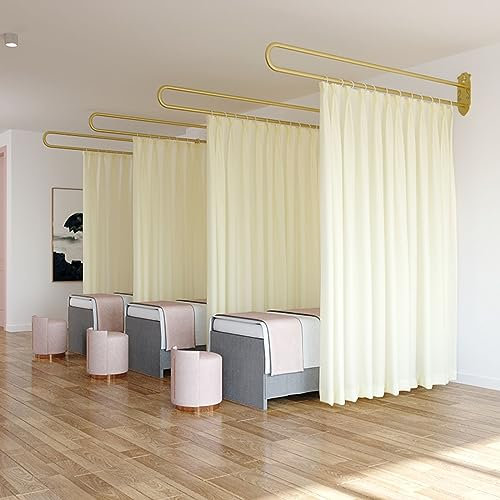 Paravent Raumteiler Innen Privatsphäre Raumteiler Vorhangstange Wand, Schönheitssalon Vorhänge Trennwand/ Trennwände Paravents Mit U-förmigen Metallstangen Stangen, Rosa Gelb Weiß Blau Braun Vorhänge
