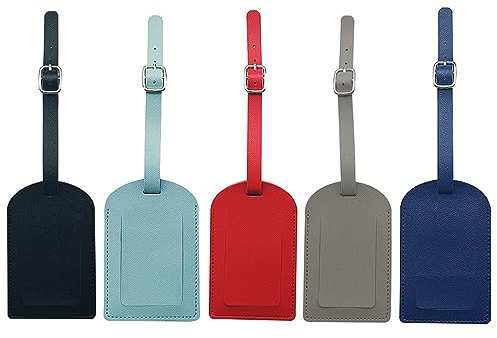 JOCXZI Suitcase Tags, Luggage Tag for Travel Bag, Suitcase, Leather Address Tag, Suitcase Tag, Suitcase Tag, Travel with Name Plate for Suitcase, Travel, Business (Pack of 5)