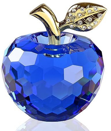 DOJOZ Kristall Apfel Briefbeschwerer Handwerk Dekoration Tischplatte Ornament Statue Home Decor (blau)