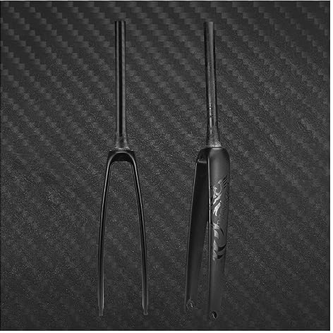 LHHL Forcelle Rigide for Bici da Corsa in Fibra di Carbonio QR 9x100mm C Freno Forcella for Bicicletta 1-1/8'' 38.3mm Senza Filettatura 700c Forcella Anteriore