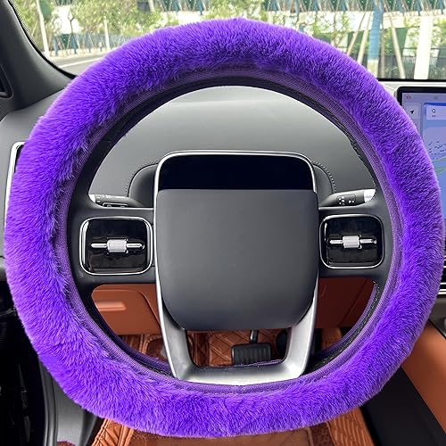 LOMTRATS Weicher, Flauschiger, hochelastischer, dehnbarer, Warmer Plüsch, universeller Flauschiger Fellschutz, Auto-Lenkradbezug