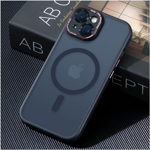 JUESHITUO Verteidiger Serie für iPhone 14 Plus Hülle für MagSafe (Mit Integrierter Kameraschutz) [TOP N56 Starke Magnete] Stoßfest Kratzfest Matt Handyhülle iPhone 14 Plus Case Schwarz - 6,7