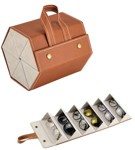 Zasvec Boîte à Lunettes Portable 1 Pièce Boîte Rangement Lunettes Organisateur de Lunettes de Soleil Étui à Lunettes de Soleil Porte-lunettes Mural Rangement Lunette de Soleil avec 6 Compartiments