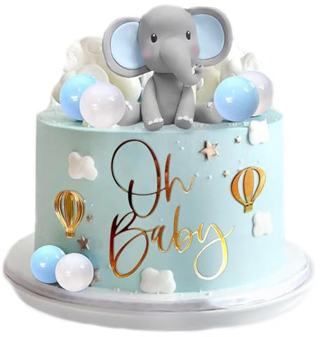 NATOSU 5 Stücke Obaby Kuchenaufsatz, Goldener Heißluftballon aus Acryl,Tortenaufsatz, Acryl Kuchenaufsatz, Geburtstagsdekoration, Kuchendekoration,Gold Kuchenaufsatz