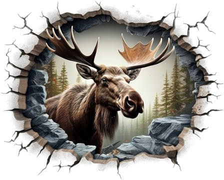 GRAZDesign Wandtattoo Elch - Wandriss in Norwegen Wandsticker für Wohnzimmer Küche Flur Wandaufkleber - 38x30cm