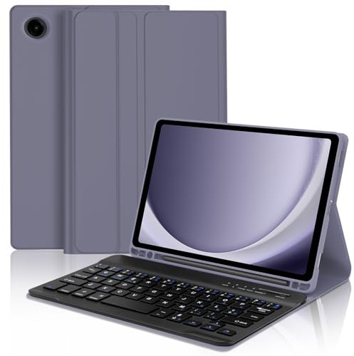 SENGBIRCH Custodia con Tastiera Samsung Galaxy Tab A9 8.7 2023, Italiana QWERTY Tastiera Bluetooth Rimovibile con Portapenne per Samsung Galaxy Tab A9 8.7 Pollici 2023, Viola Lavanda
