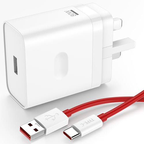 ACOCOBUY for OnePlus Super Vooc 80W Power Adapter USB C Warp Charging Cable 1M for Oneplus USB Plug Charger Type A Wall Charger Fast Charger for OnePlus Nord 3 2T CE 4 3 2 Lite 13R 12 11 10T 10 9 8T 7
