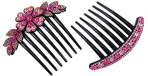 MAGICLULU 2 Pz Tornante barrette forcine copricapo per la sposa fermaglio per sposa pettine molletta forchetta per donna forcella a forcina strass Clip rosa