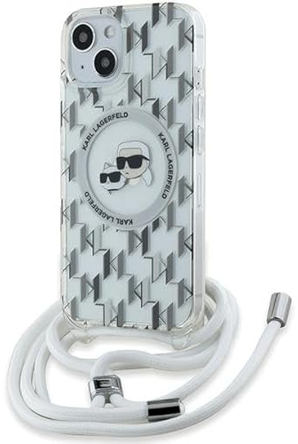 CG MOBILE Karl Lagerfeld KLHMP15SHCKCKLCT Hülle für iPhone 15/14 / 13 6.1 transparent hardcase IML Crossbody Monogram Karl & Choupette Head