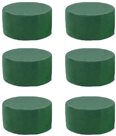 Xijobido 6x Wet Brick Floral Foam block, 6x Round Cylinder Wet Floral Foam 8x5 cm, 6 Floral Foam Blocks Green Wet Dry Flower Foam, Florist foam for fresh flowers, Plant Foam for DIYs, Arts