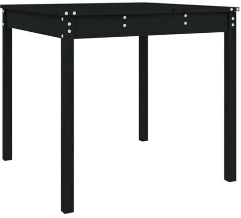 SDWEHO7 Gartentisch Holz Tisch Balkontisch Wetterfest Terrassentisch Outdoor Esstisch Holztisch Beistelltisch Gartenmöbel, Schwarz 82,5x82,5x76 cm Massivholz Kiefer
