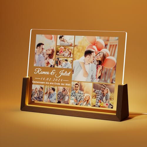 Giftove Personalisierte Geschenke für Frauen & Männer - Led Bilderrahmen - Fotogeschenke für Freundin, Paare, Couple zum Jahrestag, Geburtstag, Weihnachten, Valentinstag - Geschenk für Ihn & Sie