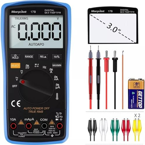 ThaRigwig Digital Multimeter With Backlit Display, Min/Max, Relative Modes, 10A, True RMS, 17B Multimeter by Morpilot