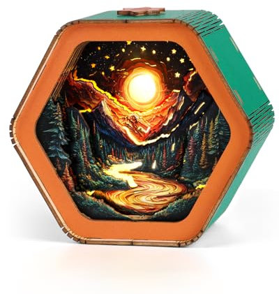 KAAYEE 3D Puzzle Nachtlicht Erwachsene, (Phantasievolle Sonnenuntergang) 3D Holzpuzzle Nachtlicht, Wooden Puzzle 3d Night Light, 3D Puzzle Holz Nachttischlampe