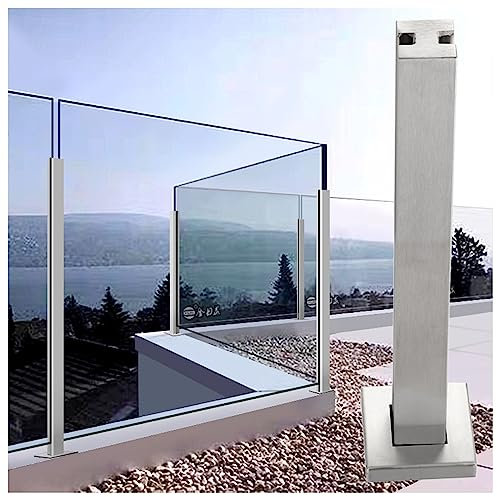 Sistema de barandilla de vidrio para balcón y terraza con kit de balaustrada de vidrio transparente, ideal para escaleras, plataforma, terraza y jardín, poste medio de 115 cm, con soportes de valla y