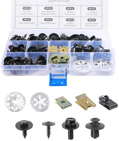 Flaconi 80PCS Clips de Fixation Voiture,Auto Kit de Clip à Vis et écrous,Vis D'aile De Carrosserie Clips De Fixation Voiture,Clips de Voiture,Convient pour Fixer les Pièces du Corps,Pare-chocs,Capot