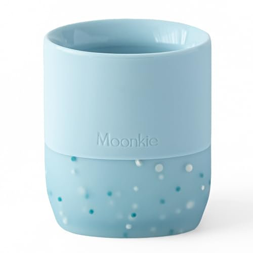 Moonkie Baby Cup, Silicone Sippy Cups, Weaning Essential for 4M+, Weighted Base, BPA Free, with Capacity Markings, Training for Toddler 6-12 Months, 2oz(Ether)