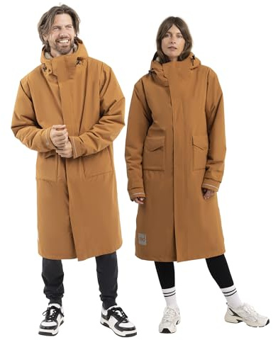 Red Original Slimline EVO Pro Unisex Waterproof Parka Jacket - Fleece Lined, Tailored Slim Fit, Hooded, 100% Recycled Fabric (Caramel, XS)