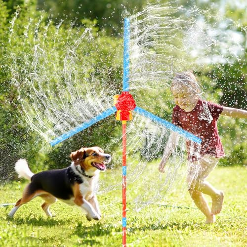 Wassersprinkler, Windmühlen-Wassersprinkler Outdoor, Sprinkler Wasserspielzeug Garten, 360° Rotierendes Wasserspiel mit 36 Sprühdüsen, Sommerspaß-Wasserspielzeug für Jungen und Mädchen