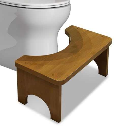 Toilettenhocker aus Bambus, 37×20×17 cm Rutschfester & Ergonomischer WC Hocker zur Verdauungsförderung, Platzsparender Toilettenhocker für Toilette & Badezimmer (Originalfarbe)