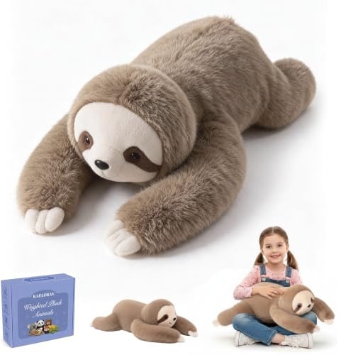 Faultier Gewichtetes Plüschtier Kuscheltier, kuscheliges Stofftier für Erwachsene Kinder, Weiches Plüschkissen für Umarmungsgefährte zur Angstlinderung und Schlafunterstützung (Faultier, 45cm)